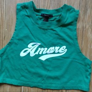 *SOLD* Forever 21 Green Amore Sleeveless Crop Top